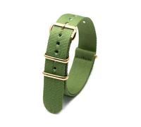 ROWCES Nylon-Uhrenarmband, gestreiftes Canvas-Uhrenarmband, 18mm, 20mm, 22mm, 24mm, Armband mit goldener Schnalle, Armeegrün, 18mm