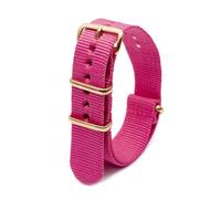 ROWCES Nylon-Uhrenarmband, gestreiftes Canvas-Uhrenarmband, 18mm, 20mm, 22mm, 24mm, Armband mit goldener Schnalle, Rosa, 18mm