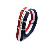 ROWCES Nylon-Uhrenarmband, gestreiftes Canvas-Uhrenarmband, 18mm, 20mm, 22mm, 24mm, Armband mit goldener Schnalle, 20mm