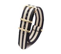ROWCES Nylon-Uhrenarmband, gestreiftes Canvas-Uhrenarmband, 18mm, 20mm, 22mm, 24mm, Armband mit goldener Schnalle, 18mm
