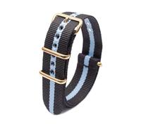 ROWCES Nylon-Uhrenarmband, gestreiftes Canvas-Uhrenarmband, 18mm, 20mm, 22mm, 24mm, Armband mit goldener Schnalle, 20mm