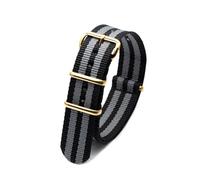 ROWCES Nylon-Uhrenarmband, gestreiftes Canvas-Uhrenarmband, 18mm, 20mm, 22mm, 24mm, Armband mit goldener Schnalle, 18mm