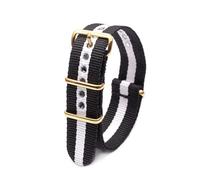 ROWCES Nylon-Uhrenarmband, gestreiftes Canvas-Uhrenarmband, 18mm, 20mm, 22mm, 24mm, Armband mit goldener Schnalle, 18mm