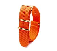 ROWCES Nylon-Uhrenarmband, gestreiftes Canvas-Uhrenarmband, 18mm, 20mm, 22mm, 24mm, Armband mit goldener Schnalle, Orange, 18mm