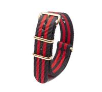 ROWCES Nylon-Uhrenarmband, gestreiftes Canvas-Uhrenarmband, 18mm, 20mm, 22mm, 24mm, Armband mit goldener Schnalle, 18mm