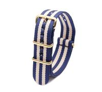 ROWCES Nylon-Uhrenarmband, gestreiftes Canvas-Uhrenarmband, 18mm, 20mm, 22mm, 24mm, Armband mit goldener Schnalle, 18mm