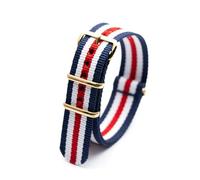 ROWCES Nylon-Uhrenarmband, gestreiftes Canvas-Uhrenarmband, 18mm, 20mm, 22mm, 24mm, Armband mit goldener Schnalle, 18mm