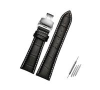 ROWCES Uhrenarmband, 18mm - 28mm, große Breite, schwarz/braunes Leder-Uhrenarmband, Ersatzarmband für Herrenuhren, 24mm