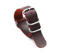 ROWCES Vintage Leder Nato Uhrenarmband 18mm 20mm 22mm 24mm Uhrenarmband für Herrenuhrenzubehör, Rot, 18mm