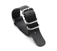 ROWCES Vintage Leder Nato Uhrenarmband 18mm 20mm 22mm 24mm Uhrenarmband für Herrenuhrenzubehör, Schwarz, 22mm