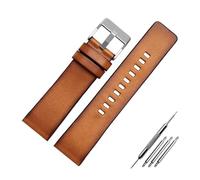 ROWCES Vintage Leder Uhrenarmband Retro Braun Armband 22mm 24mm 26mm Herrenuhr Zubehör, 22mm