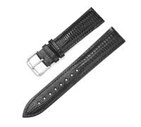 ROWCES Vintage-Lederarmband, 12mm - 22mm, Eidechsenmuster, Lackleder-Uhren-Ersatzarmbänder, Schwarz, 12mm