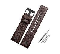 ROWCES Vintage Lederarmband 22mm - 32mm Schwarz Braun Weiß Rot Herrenuhr Ersatzarmband, 27mm