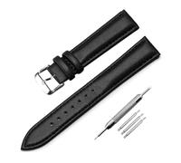 ROWCES Weiches Leder-Uhrenarmband, 12mm - 22mm, Uhren-Ersatzarmband, Herren- und Damen-Uhrenzubehör, Schwarz, 22mm