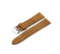 ROWCES Wildleder-Uhrenarmband, 18mm, 20mm, 22mm, Uhrenarmband, Edelstahl-Schnalle für Herren und Damen, Braun, 18mm