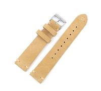 ROWCES Wildleder-Uhrenarmband, 18mm - 24mm, graues Vintage-Ersatzarmband, handgefertigtes Nahtarmband, Beige, 19mm