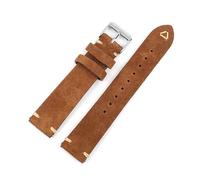 ROWCES Wildleder-Uhrenarmband, 18mm - 24mm, graues Vintage-Ersatzarmband, handgefertigtes Nahtarmband, Braun, 19mm
