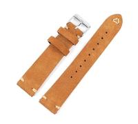 ROWCES Wildleder-Uhrenarmband, 18mm - 24mm, graues Vintage-Ersatzarmband, handgefertigtes Nahtarmband, Hellbraun, 19mm