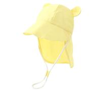 RoxNvm Sommermütze Baby,Sonnenhut Baby uv Schutz 50, Sonnenhut Kinder aus Baumwolle,Schirmmütze mit Nackenschutz und Einstellbare Bindebändern,Lässig uv Hut für Mädchen Jungen (Gelb)