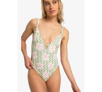 Roxy Marinha Hibiscus Daze One Piece Damen Badeanzug grün/rosa - L