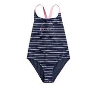 Roxy Bico Basic Stripe - Hinten überkreuzter Badeanzug für Mädchen 6-16 Blau