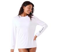 Roxy Damen Rashguard - UPF 50+, Surf, Hiking, Beach Volley, Workout, Yoga, Quick-Dry Swim Rash-Guard-Shirt, schneeweiß, S