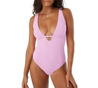 Roxy Einteiliger Damen-Badeanzug, Bauchweg-Effekt, abnehmbare Körbchen, schnell trocknender Stoff, Flieder, XS