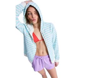 Roxy Gestreifter Kapuzenpullover mit Reißverschluss, perfekt gestreift, für Damen, Blau