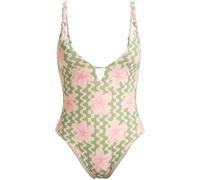 Roxy Marinha Hibiscus Daze One Piece Damen Badeanzug grün/rosa - S
