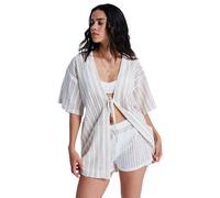 Blusenkimono ROXY "Moana Story", Damen, Gr. S, pebble, Obermaterial: 50% Walkfrottier, 50% Microfaser;, Blusen (16059147-S) pebble