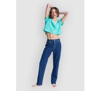 Straight-Jeans ROXY "Moonrise Long Mid Ocean Blue", Damen, Gr. 26 (XS), ocean blau, Obermaterial: 74% Walkfrottier, 25% Recycled Walkfrottier, 1% Elasthan;, Jeans Straight-Jeans (89610507-26) ocean bl