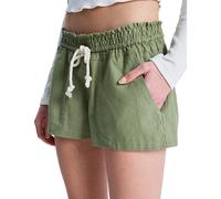 Roxy Shorts Oceanside 55% Leinen, 45% Viskose zum Hineinschlüpfen XS Olivgrün
