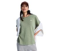 T-Shirt ROXY "Oceanwave Regular Emby", Damen, Gr. XXS, grün (oil grün), Obermaterial: 60% Walkfrottier, 40% Microfaser;, Shirts T-Shirt (67286505-XXS) oil grün