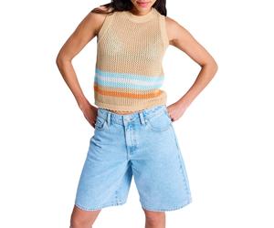 Roxy - Urbanes Baumwoll-T-Shirt - Damen / Frau - Sandy Shells Tricot Top Pebble - Sandy Shells Tricot Top Pebble für Damen aus Baumwolle - Beige S