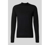 ROY ROBSON Slim Fit Strickpullover aus reiner Schurwolle mit Stehkragen in Black, Größe L