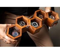 Royal Craft Expertise Hochwertige Uhrenvitrine aus Holz mit 5 Fächern - Handgefertigte Uhrenbox mit Wabenstruktur für Herren aus hochwertigem indischem Palisanderholz | Aufklappbarer Glasdeckel