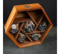 Royal Craft Expertise Uhrenbox, Organizer, Halter aus indischem Palisanderholz | Luxuriöse Uhrenaufbewahrungsbox | Luxuriöses Uhrengehäuse mit 7 Fächern und Wabenstruktur | Vitrine aus dunklem