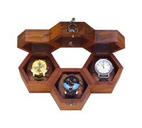 Royal Craft Expertise Waben-Uhrenbox für Herren - 3-Fach-Vitrine aus dunklem Palisanderholz mit Glasdeckel | Uhren-Organizer aus Holz - Luxuriöses Geschenk für ihn
