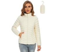 ROYAL MATRIX Damen Packable Puffer Jacke Leichte Steppjacke Puffer Jacke Winter Warm Puffer Jacke mit Stehkragen, Beige, L