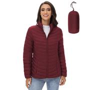 ROYAL MATRIX Damen Packbare Puffer Jacke Leichte Steppjacke Winter Warm Puffer Jacke mit Stehkragen, Wein, L