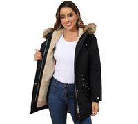 ROYAL MATRIX Damen Wintermäntel Kapuzenparka Mantel Fleece Gefüttert Warm Lange Winterjacke Dicke Mäntel mit Taschen, Schwarzes Upgrade, 52