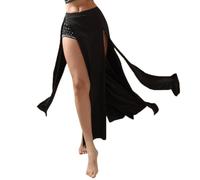 ROYAL SMEELA Schlitz Bauchtanz Rock Langer Damen Sexy Bauchtänzerin röcke Frauen Bauchtanzröcke Orientalische Tanzrock Bauchtanzkostum Bauch Tanzen Kostüm Bauchtaenzer Kleidung Schwarz