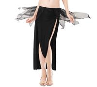 ROYAL SMEELA Schwarz Bauchtanz Rock mit Schlitz Damen Bauchtanzröcke für Frauen sexy Bauch Tanz röcke bauchtaenzerin Outfits bauchtänzerin Kleidung orientalischer Tanzrock