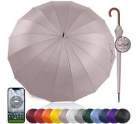 Royal Walk Groß XXL 54 inch Automatik Reise Golf Regenschirm für Damen und Herren Sturmfest Windsicher Leicht Klassisch für 2 Personen Holzgriff Wasserabweisend 16 Rippen Unisex 120cm