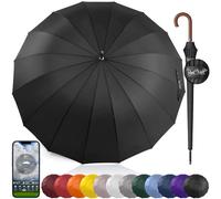 Royal Walk Groß XXL 54 inch Automatik Reise Golf Regenschirm für Damen und Herren Sturmfest Windsicher Leicht Klassisch für 2 Personen Holzgriff Wasserabweisend 16 Rippen Unisex 120cm (Schwarz)