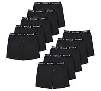 ROYALZ 10er Pack Boxershorts American Style Comfort Weit für Herren Jungen Unterhosen klassisch 100% Baumwolle Weich Locker 10 Set Männer Unterwäsche, Farbe:5 x Navy Blau / 5 x Dunkelgrau, Größe:S