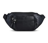 ROYALZ 'Alabama' Gürteltasche Leder Herren Damen Bauchtasche Retro Vintage Look Hüfttasche flach Brusttasche Brustbeutel Echtleder | Verstellbarer Gurt bis 130 cm, Farbe:Schwarz