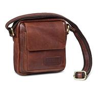 ROYALZ 'Austin' Moderne Echtleder Umhängetasche Klein Herren Schultertasche Mini Messenger Bag Vintage Ledertasche zum Umhängen Kleine Männer Schultertasche, Farbe:Roma Cognac Braun
