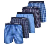 ROYALZ Boxershorts American Style für Herren 5er Pack - Weite Männer Unterhosen Baumwolle klassisch Blau Kariert Unterwäsche weit, Farbe:Set 001 (5er Pack - Mehrfarbig), Größe:S
