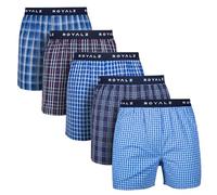 ROYALZ Boxershorts American Style für Herren 5er Pack - Weite Männer Unterhosen Baumwolle klassisch Blau Kariert Unterwäsche weit, Farbe:Set 001 (5er Pack - Mehrfarbig), Größe:XXL